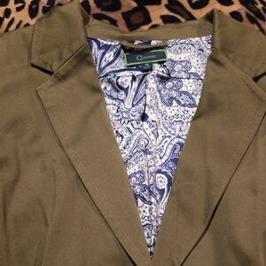 C. Wonder Olive Blazer with Blue Paisley Lining